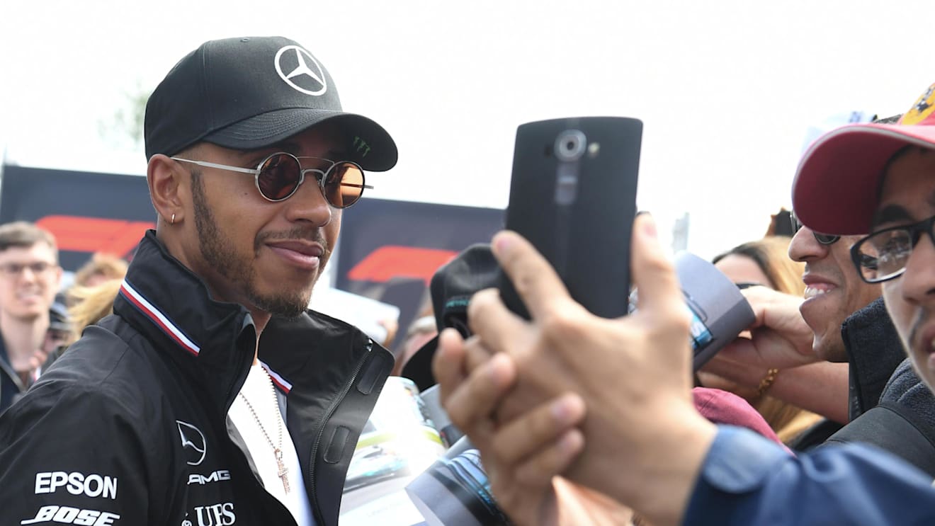 Lewis Hamilton (GBR) Mercedes-AMG F1 fans selfie at Formula One World Championship, Rd7, Canadian Grand Prix, Preparations, Montreal, Canada, Thursday 7 June 2018. © Simon Galloway/Sutton Images