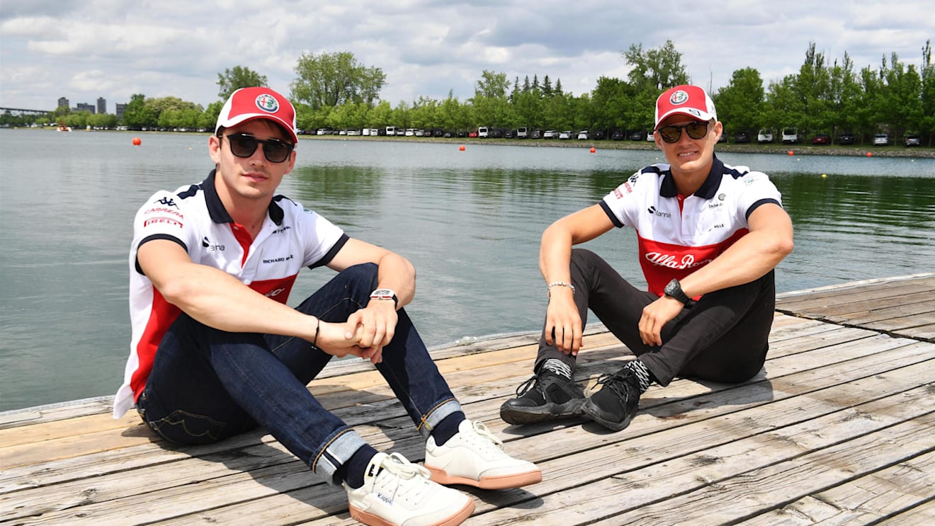 Charles Leclerc (MON) Alfa Romeo Sauber F1 Team and Marcus Ericsson (SWE) Alfa Romeo Sauber F1 Team at Formula One World Championship, Rd7, Canadian Grand Prix, Preparations, Montreal, Canada, Thursday 7 June 2018. © Mark Sutton/Sutton Images