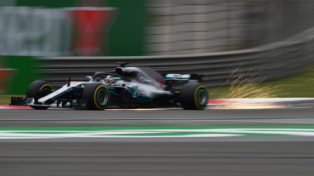 Lewis Hamilton (GBR) Mercedes-AMG F1 W09 EQ Power+ sparks at Formula One World Championship, Rd3, Chinese Grand Prix, Practice, Shanghai, China, Friday 13 April 2018. © Jerry Andre/Sutton Images