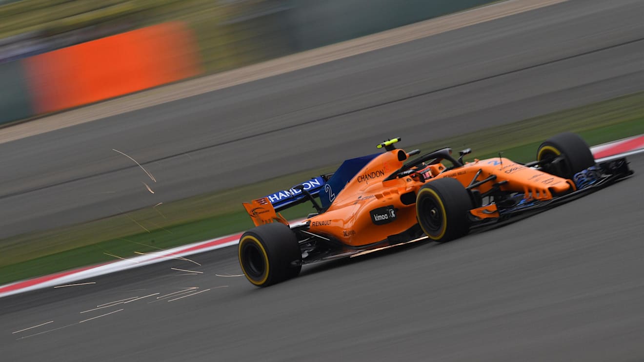 Stoffel Vandoorne (BEL) McLaren MCL33 sparks at Formula One World Championship, Rd3, Chinese Grand Prix, Practice, Shanghai, China, Friday 13 April 2018. © Jerry Andre/Sutton Images