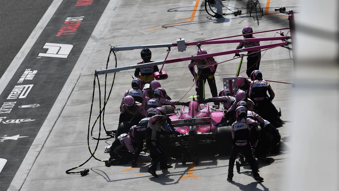 Esteban Ocon (FRA) Force India VJM11 pit stop at Formula One World Championship, Rd3, Chinese Grand Prix, Race, Shanghai, China, Sunday 15 April 2018. © Mark Sutton/Sutton Images