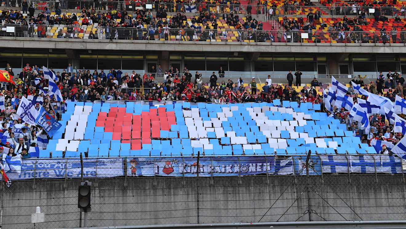 Kimi Raikkonen (FIN) Ferrari fans and banner at Formula One World Championship, Rd3, Chinese Grand Prix, Race, Shanghai, China, Sunday 15 April 2018. © Mark Sutton/Sutton Images