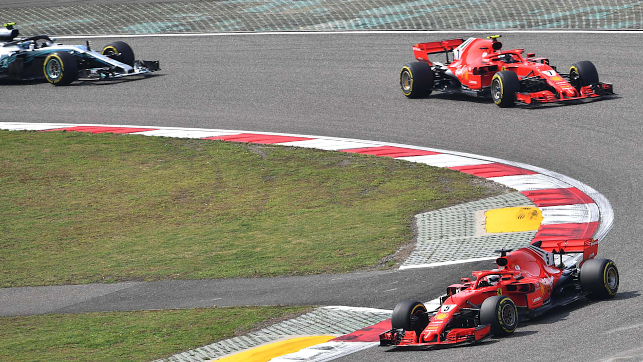 Sebastian Vettel (GER) Ferrari SF-71H leads Kimi Raikkonen (FIN) Ferrari SF-71H at Formula One World Championship, Rd3, Chinese Grand Prix, Race, Shanghai, China, Sunday 15 April 2018. © Jerry Andre/Sutton Images