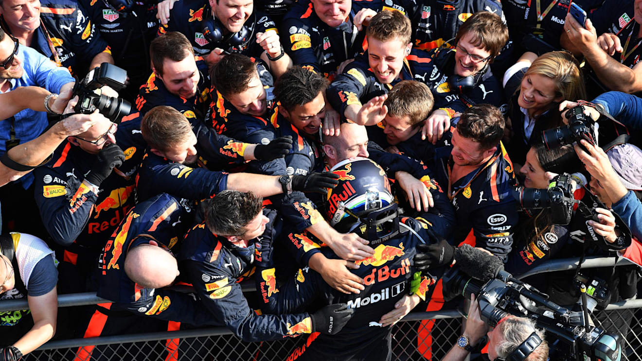 Race winner Daniel Ricciardo (AUS) Red Bull Racing celebrates in parc ferme at Formula One World Championship, Rd3, Chinese Grand Prix, Race, Shanghai, China, Sunday 15 April 2018. © Mark Sutton/Sutton Images