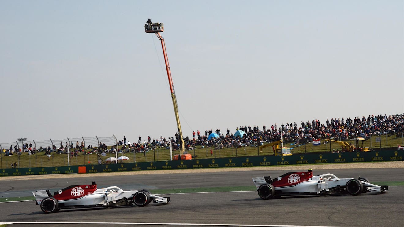 Charles Leclerc (MON) Alfa Romeo Sauber C37 and Marcus Ericsson (SWE) Alfa Romeo Sauber C37 at Formula One World Championship, Rd3, Chinese Grand Prix, Race, Shanghai, China, Sunday 15 April 2018. © Rubio/Sutton Images