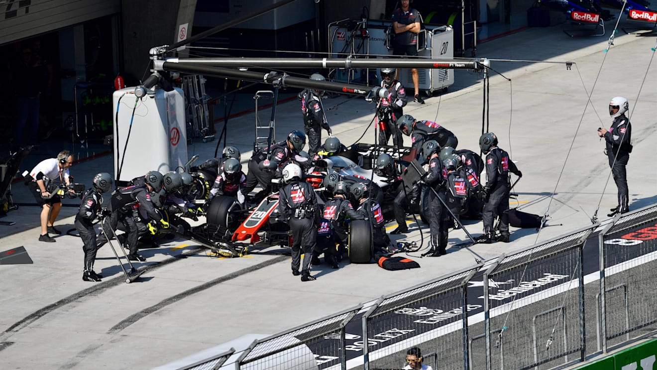 Kevin Magnussen (DEN) Haas VF-18 pit stop at Formula One World Championship, Rd3, Chinese Grand Prix, Race, Shanghai, China, Sunday 15 April 2018. © Jerry Andre/Sutton Images