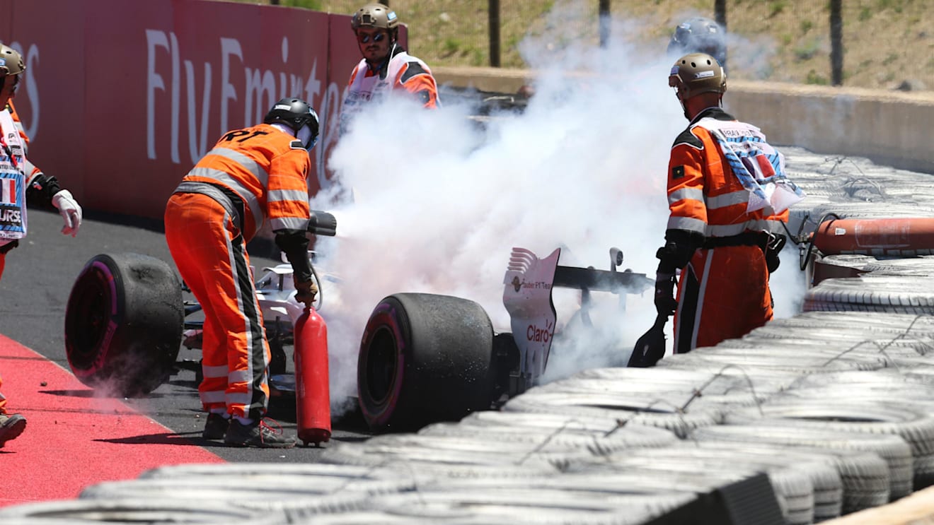 Marcus Ericsson (SWE) Alfa Romeo Sauber C37 crashes in FP1 and catches fire at Formula One World Championship, Rd8, French Grand Prix, Practice, Paul Ricard, France, Friday 22 June 2018. © Hasan Bratic/Sutton Images