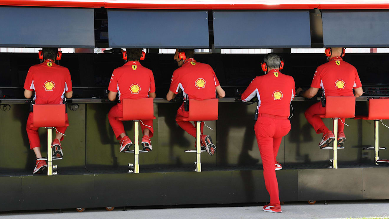 Ferrari pit wall gantry at Formula One World Championship, Rd8, French Grand Prix, Practice, Paul Ricard, France, Friday 22 June 2018. © Mark Sutton/Sutton Images