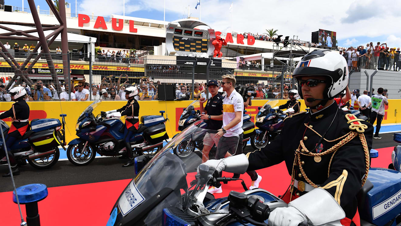 Nico Hulkenberg (GER) Renault Sport F1 Team on the drivers parade at Formula One World Championship, Rd8, French Grand Prix, Race, Paul Ricard, France, Sunday 24 June 2018. © Mark Sutton/Sutton Images