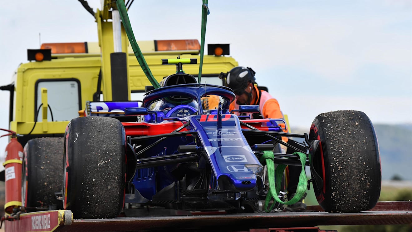 The car of Race retiree Pierre Gasly (FRA) Scuderia Toro Rosso STR13 at Formula One World Championship, Rd8, French Grand Prix, Race, Paul Ricard, France, Sunday 24 June 2018. © Mark Sutton/Sutton Images