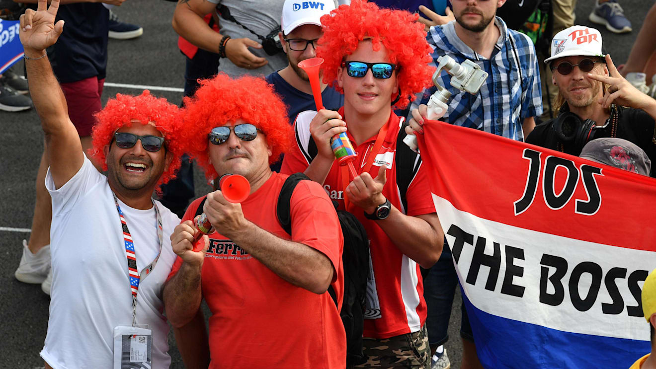 Max Verstappen (NED) Red Bull Racing fans and banners at Formula One World Championship, Rd8, French Grand Prix, Race, Paul Ricard, France, Sunday 24 June 2018. © Mark Sutton/Sutton Images