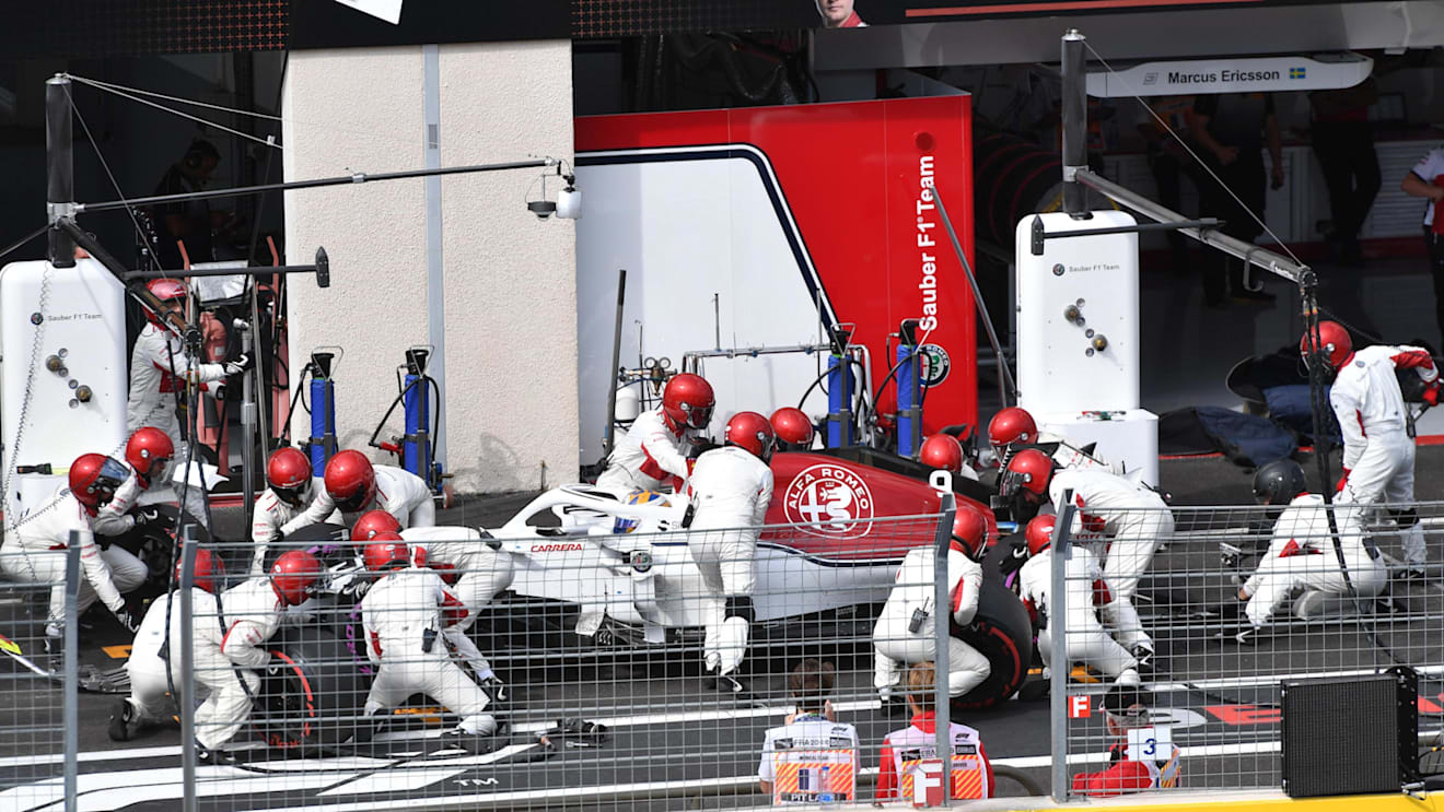 Marcus Ericsson (SWE) Alfa Romeo Sauber C37 pit stop at Formula One World Championship, Rd8, French Grand Prix, Race, Paul Ricard, France, Sunday 24 June 2018. © Jerry Andre/Sutton Images