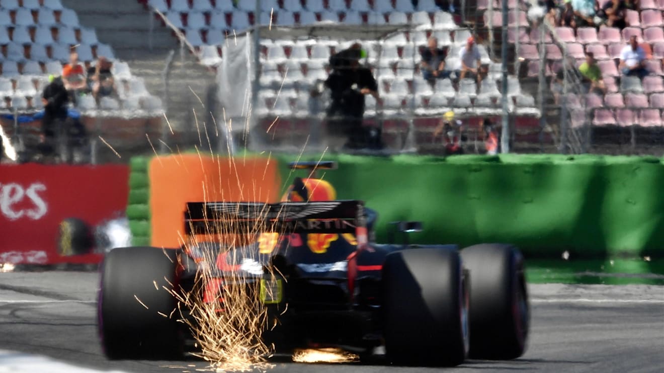 Daniel Ricciardo (AUS) Red Bull Racing RB14 sparks at Formula One World Championship, Rd11, German Grand Prix, Practice, Hockenheim, Germany, Friday 20 July 2018. © Jerry Andre/Sutton Images