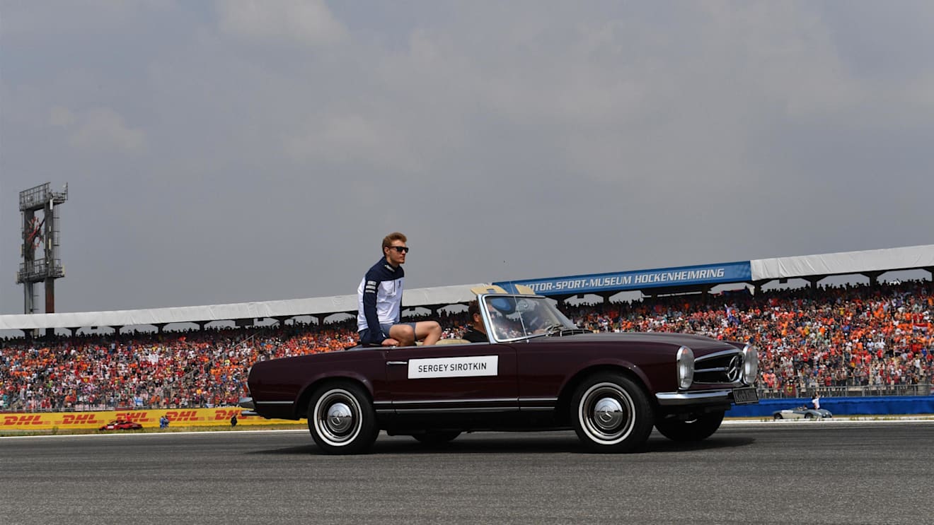 Sergey Sirotkin (RUS) Williams on the drivers parade at Formula One World Championship, Rd11, German Grand Prix, Race, Hockenheim, Germany, Sunday 22 July 2018. © Mark Sutton/Sutton Images