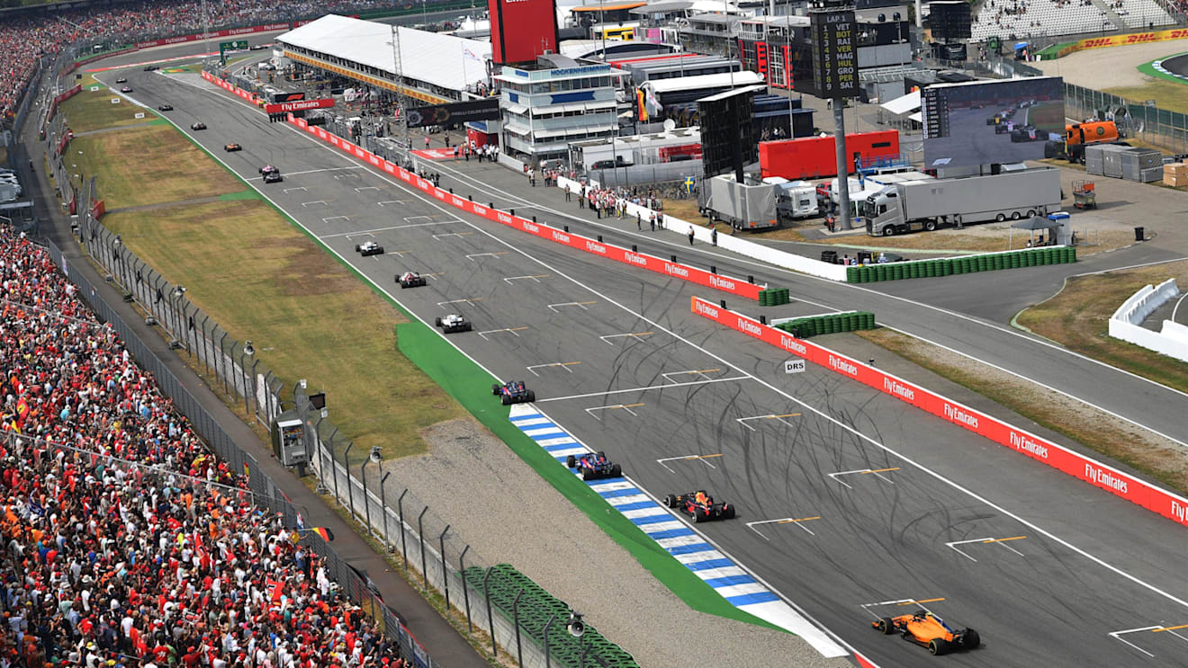 The end of lap one a action at Formula One World Championship, Rd11, German Grand Prix, Race, Hockenheim, Germany, Sunday 22 July 2018. © Jerry Andre/Sutton Images