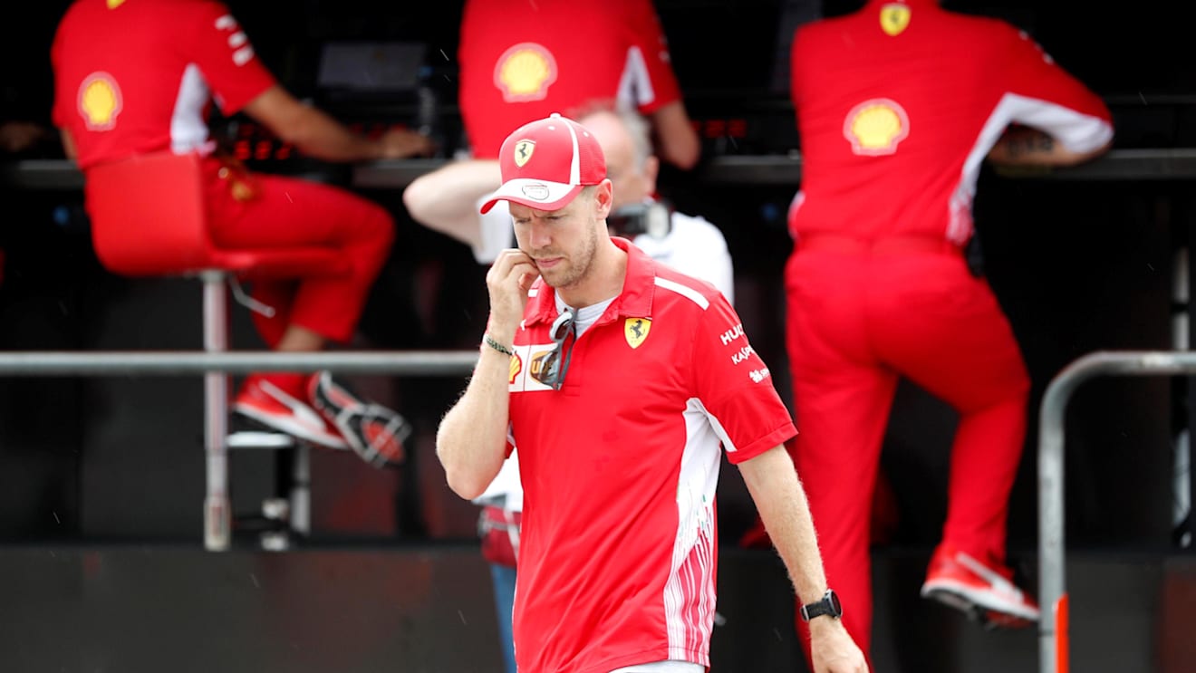 Sebastian Vettel (GER) Ferrari after crashing out of the race at Formula One World Championship, Rd11, German Grand Prix, Race, Hockenheim, Germany, Sunday 22 July 2018. © Steven Tee/LAT/Sutton Images