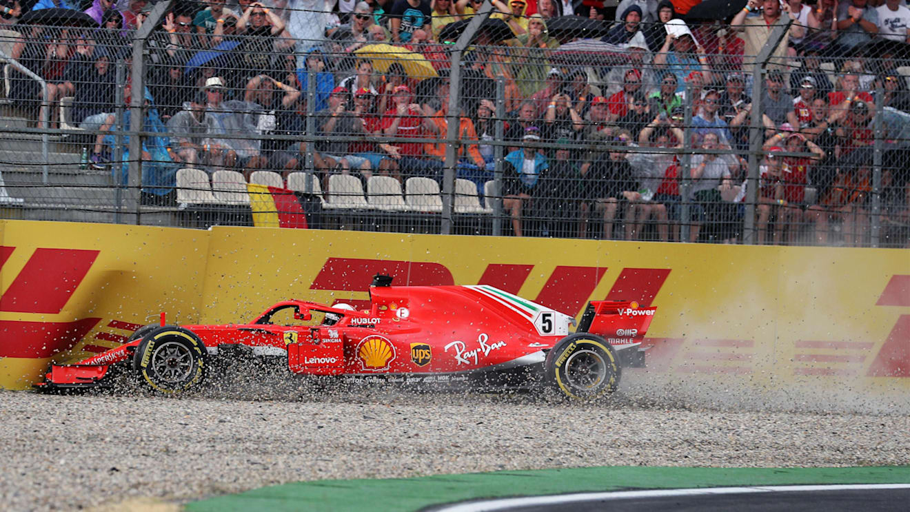 Sebastian Vettel (GER) Ferrari SF-71H crashes out of the race at Formula One World Championship, Rd11, German Grand Prix, Race, Hockenheim, Germany, Sunday 22 July 2018. © Hasan Bratic/Sutton Images
