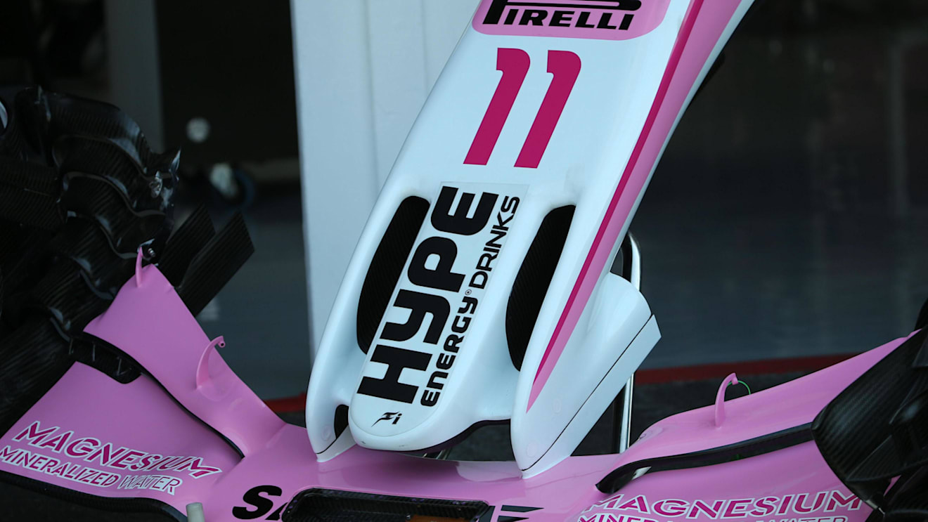 Force India VJM11 nose and front wing at Formula One World Championship, Rd11, German Grand Prix, Preparations, Hockenheim, Germany, Thursday 19 July 2018. © Jerry Andre/Sutton Images