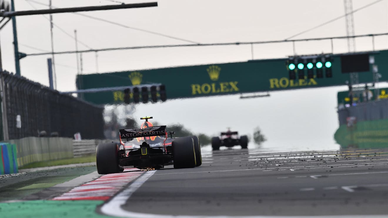 Max Verstappen (NED) Red Bull Racing RB14 sparks at Formula One World Championship, Rd12, Hungarian Grand Prix, Practice, Hungaroring, Hungary, Friday 27 July 2018. © Jerry Andre/Sutton Images
