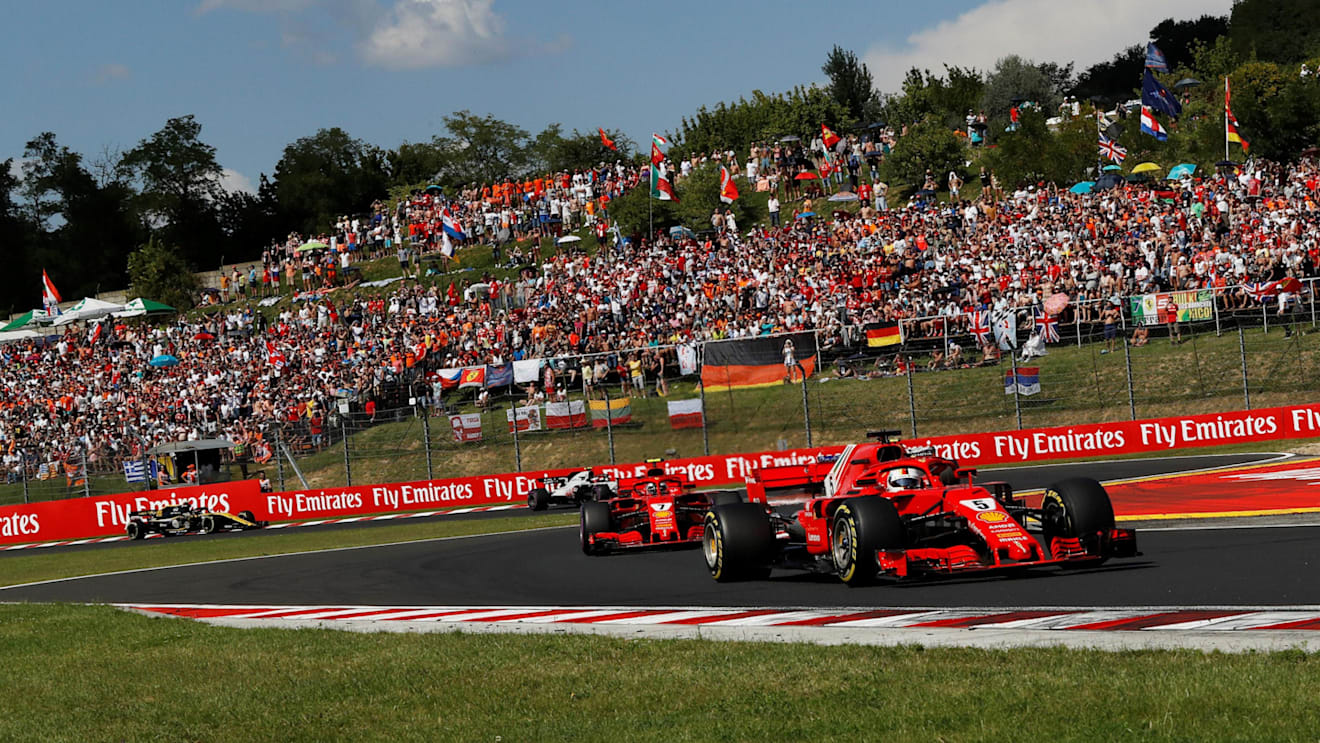 Sebastian Vettel (GER) Ferrari SF-71H leads Kimi Raikkonen (FIN) Ferrari SF-71H at Formula One World Championship, Rd12, Hungarian Grand Prix, Race, Hungaroring, Hungary, Sunday 29 July 2018. © Manuel Goria/Sutton Images
