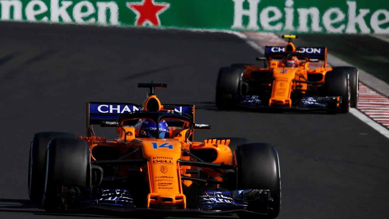 Fernando Alonso (ESP) McLaren MCL33 and Stoffel Vandoorne (BEL) McLaren MCL33 at Formula One World Championship, Rd12, Hungarian Grand Prix, Race, Hungaroring, Hungary, Sunday 29 July 2018. © Manuel Goria/Sutton Images