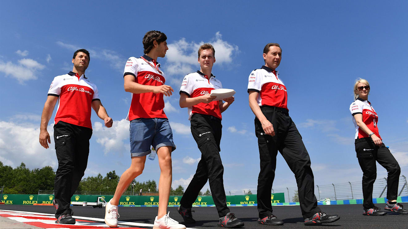 Antonio Giovinazzi (ITA) Alfa Romeo Sauber F1 Team walks the track at Formula One World Championship, Rd12, Hungarian Grand Prix, Preparations, Hungaroring, Hungary, Thursday 26 July 2018. © Mark Sutton/Sutton Images