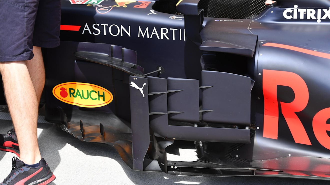 Red Bull Racing RB14 barge board detail at Formula One World Championship, Rd12, Hungarian Grand Prix, Preparations, Hungaroring, Hungary, Thursday 26 July 2018. © Mark Sutton/Sutton Images