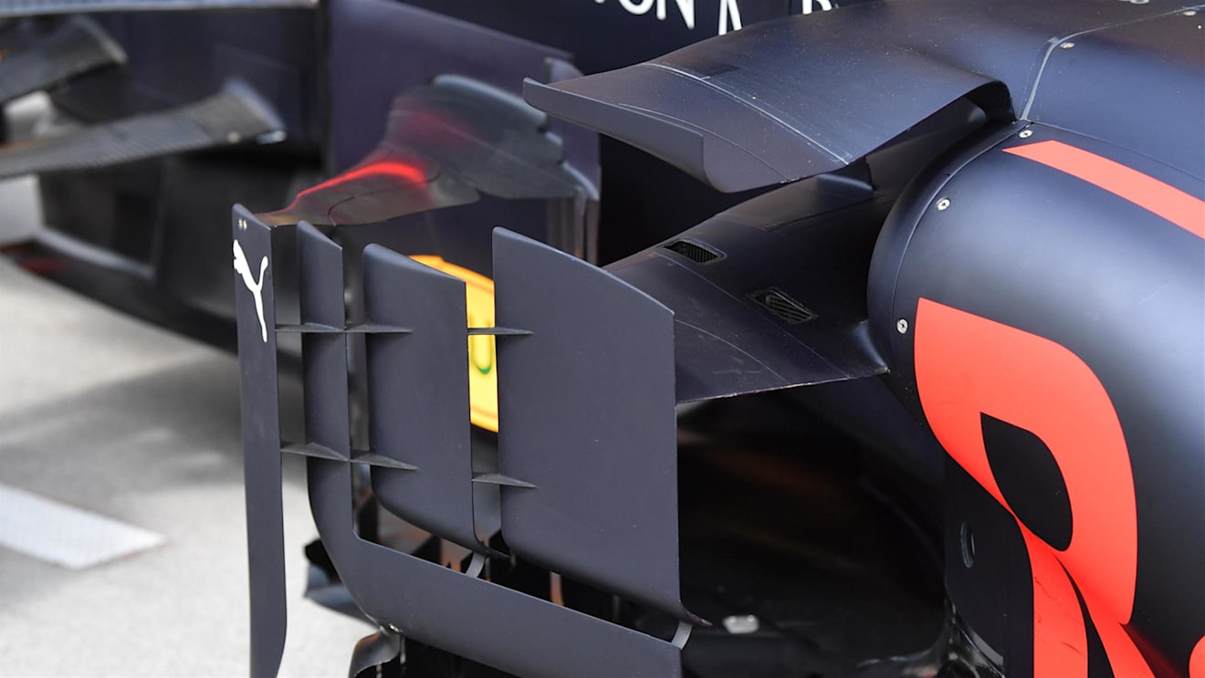 Red Bull Racing RB14 barge board detail at Formula One World Championship, Rd12, Hungarian Grand Prix, Preparations, Hungaroring, Hungary, Thursday 26 July 2018. © Mark Sutton/Sutton Images