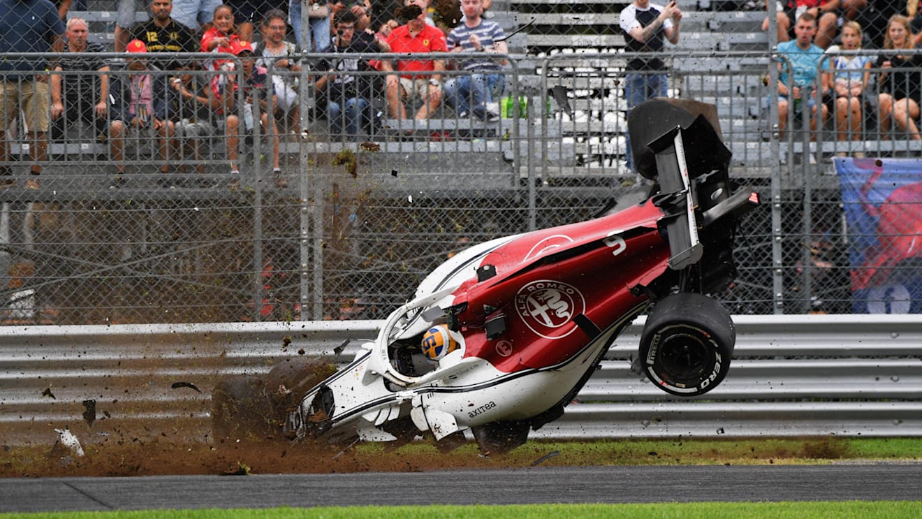 Marcus Ericsson, Alfa Romeo Sauber C37 suffered a big crash in FP2 at Formula One World Championship, Rd14, Italian Grand Prix, Practice, Monza, Italy, Friday 31 August 2018. © Hasan Bratac/Sutton Images