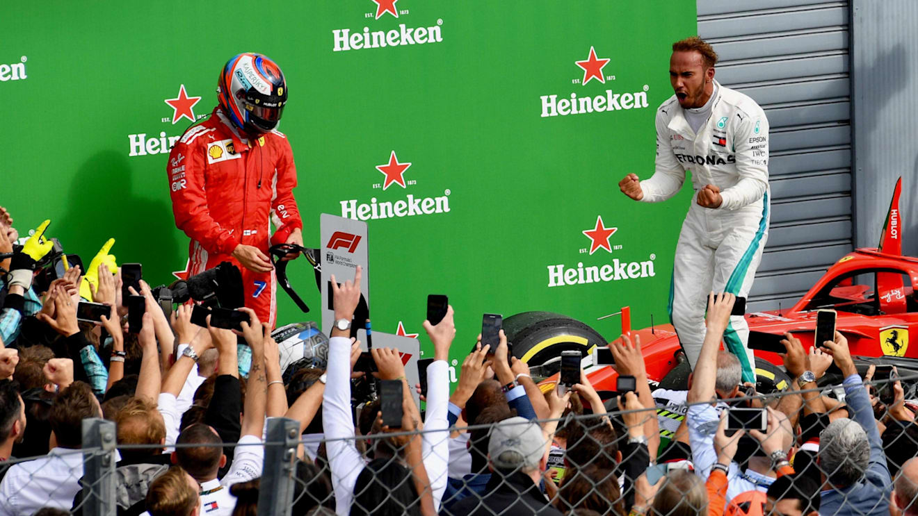 Lewis Hamilton, Mercedes AMG F1 celebrates in parc ferme at Formula One World Championship, Rd14, Italian Grand Prix, Race, Monza, Italy, Sunday 2 September 2018. © Jerry Andre/Sutton Images