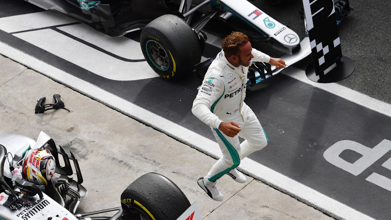 Race winner Lewis Hamilton, Mercedes AMG F1 celebrates in parc ferme at Formula One World Championship, Rd14, Italian Grand Prix, Race, Monza, Italy, Sunday 2 September 2018. © Jerry Andre/Sutton Images
