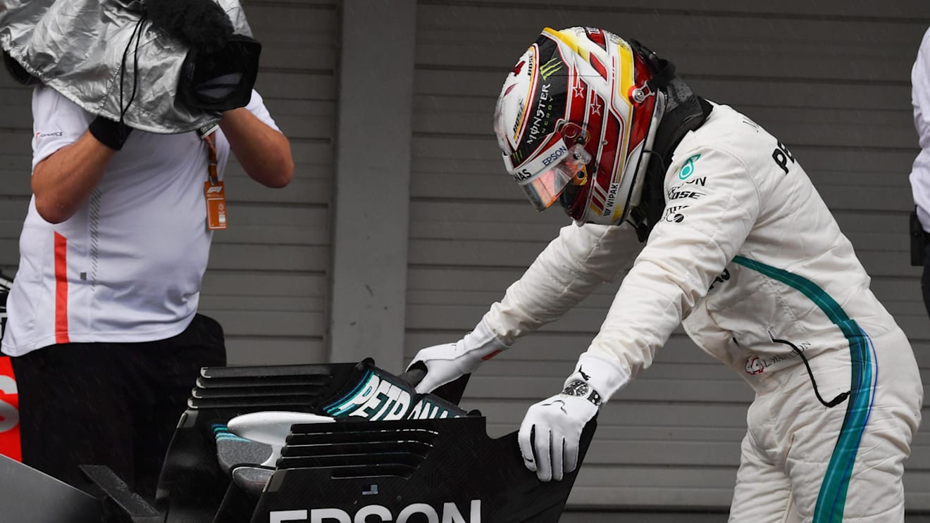 Lewis Hamilton, Mercedes-AMG F1 W09 EQ Power+ in parc ferme at Formula One World Championship, Rd17, Japanese Grand Prix, Qualifying, Suzuka, Japan, Saturday 6 October 2018.