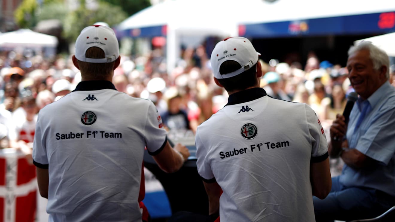 Marcus Ericsson (SWE) Alfa Romeo Sauber F1 Team and Charles Leclerc (MON) Alfa Romeo Sauber F1 Team on stage at Formula One World Championship, Rd6, Monaco Grand Prix Friday, Monte-Carlo, Monaco, 25 May 2018. © Manuel Goria/Sutton Images