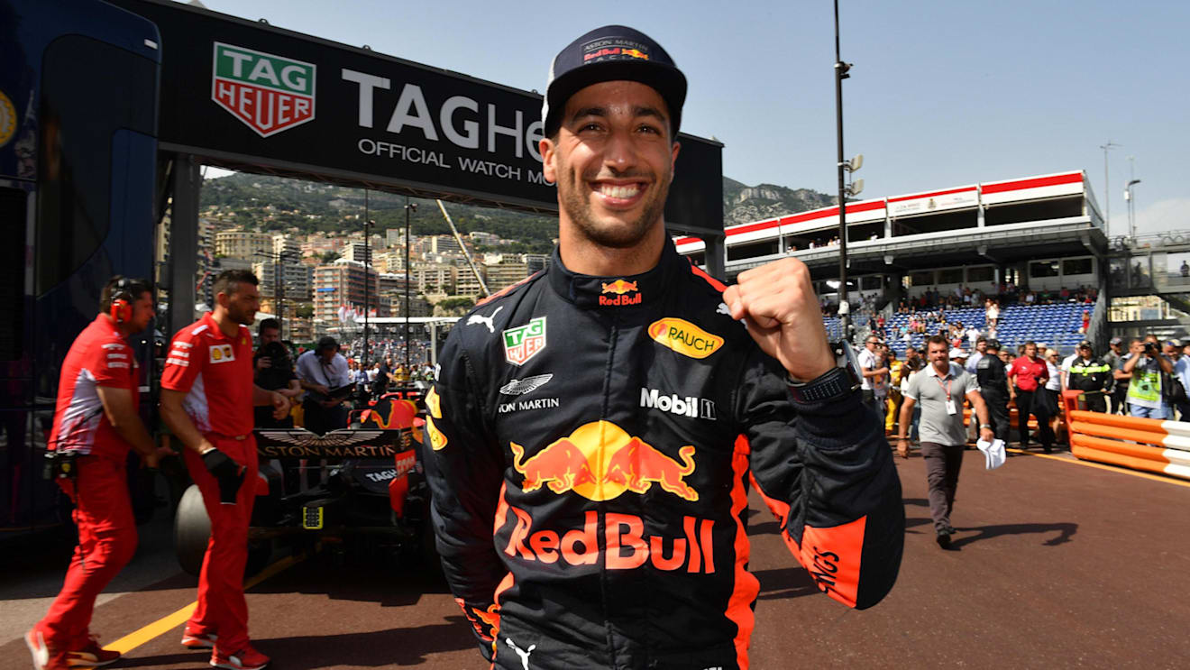 Pole sitter Daniel Ricciardo (AUS) Red Bull Racing celebrates in parc ferme at Formula One World Championship, Rd6, Monaco Grand Prix, Qualifying, Monte-Carlo, Monaco, Saturday 26 May 2018. © Mark Sutton/Sutton Images