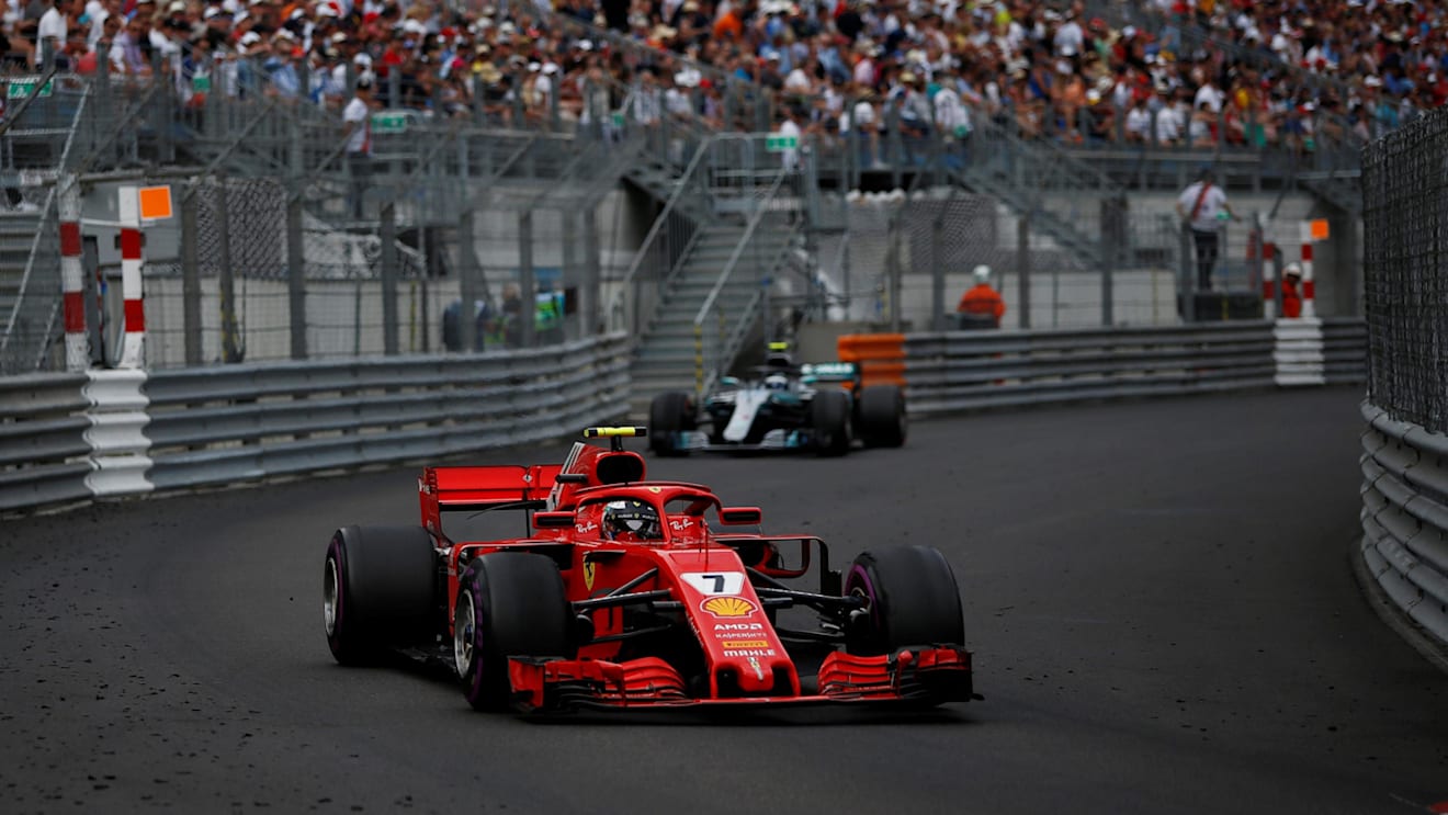 Kimi Raikkonen (FIN) Ferrari SF-71H leads Valtteri Bottas (FIN) Mercedes-AMG F1 W09 EQ Power+ at Formula One World Championship, Rd6, Monaco Grand Prix, Race, Monte-Carlo, Monaco, Sunday 27 May 2018. © Manuel Goria/Sutton Images