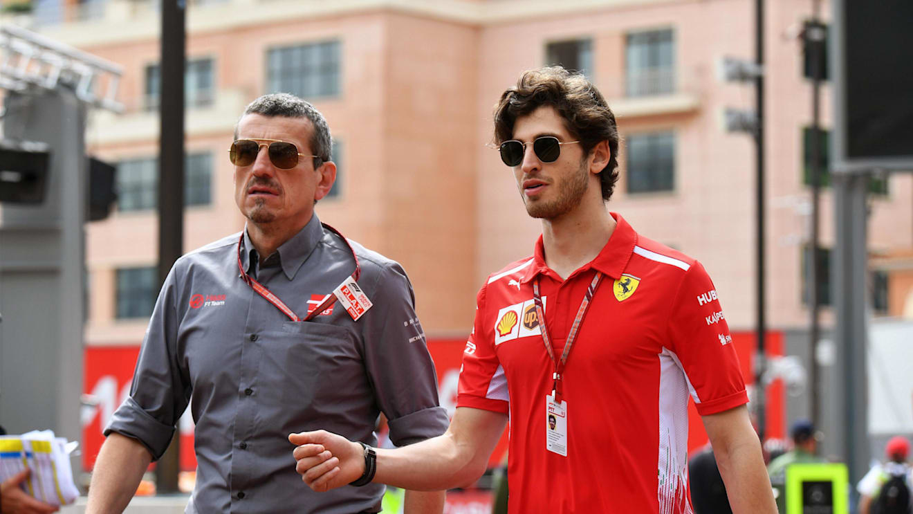 Guenther Steiner (ITA) Haas F1 Team Principal and Antonio Giovinazzi (ITA) Ferrari Test Driver at Formula One World Championship, Rd6, Monaco Grand Prix, Practice, Monte-Carlo, Monaco, Thursday 24 May 2018. © Mark Sutton/Sutton Images