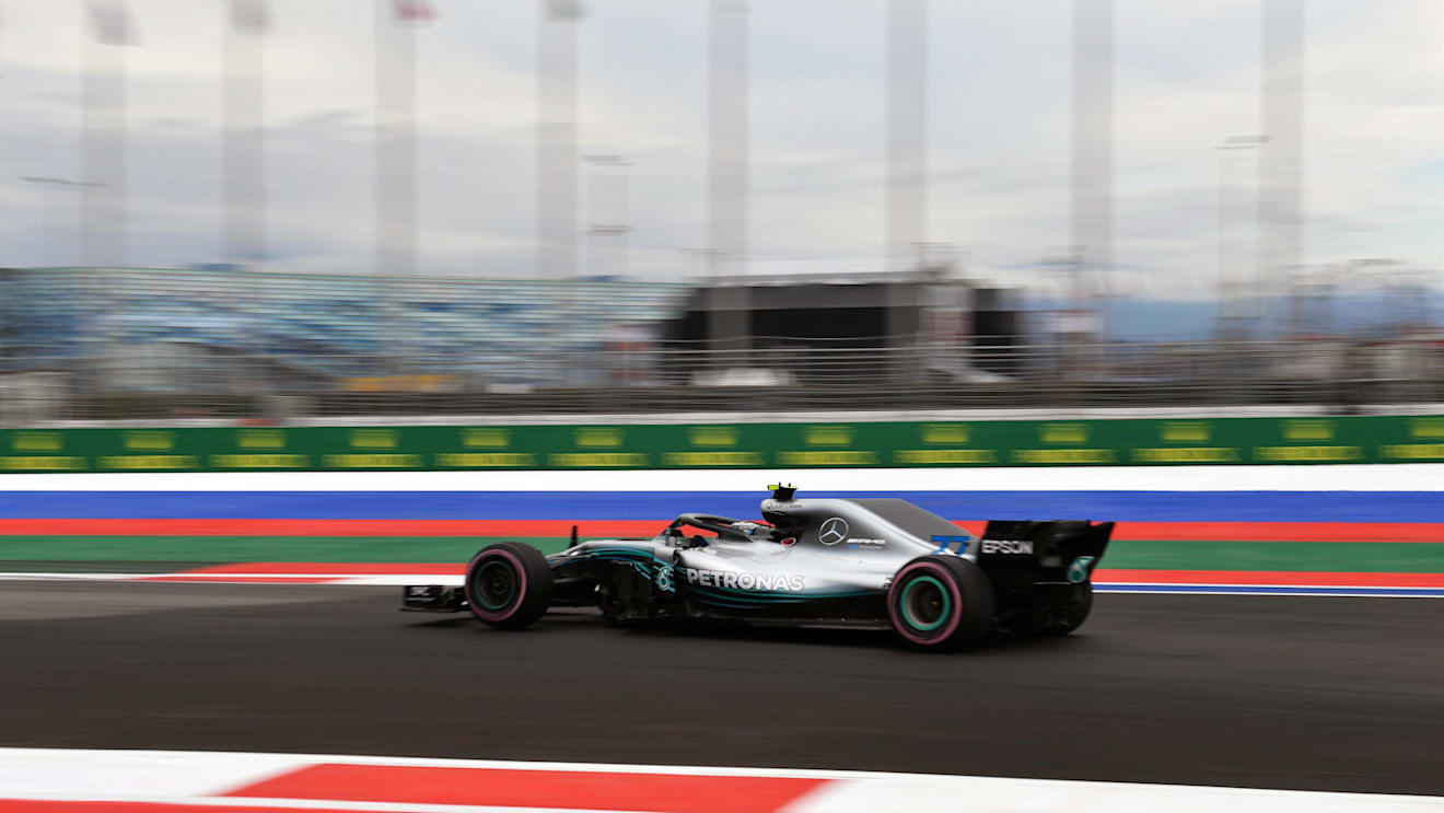 Valtteri Bottas, Mercedes AMG F1 W09 EQ Power+ at Formula One World Championship, Rd16, Russian Grand Prix, Practice, Sochi Autodrom, Sochi, Krasnodar Krai, Russia, Friday 28 September 2018.