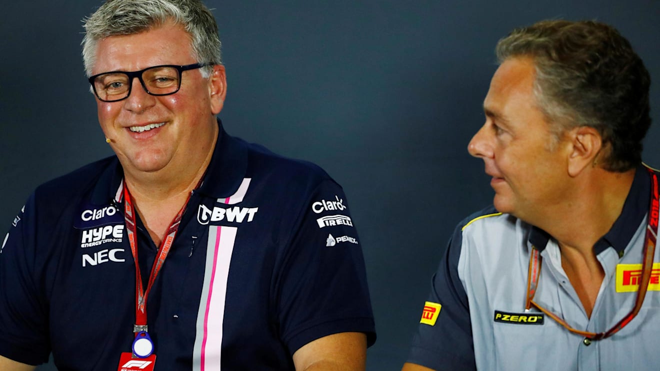 Otmar Szafnauer, Racing Point Force India Team Principal and Mario Isola, Pirelli Sporting Director in the Press Conference at Formula One World Championship, Rd16, Russian Grand Prix, Practice, Sochi Autodrom, Sochi, Krasnodar Krai, Russia, Friday 28 September 2018.