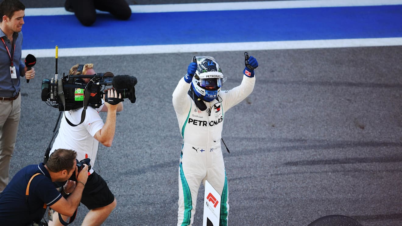 Valtteri Bottas, Mercedes AMG F1 in parc ferme at Formula One World Championship, Rd16, Russian Grand Prix, Qualifying, Sochi Autodrom, Sochi, Krasnodar Krai, Russia, Saturday 29 September 2018.