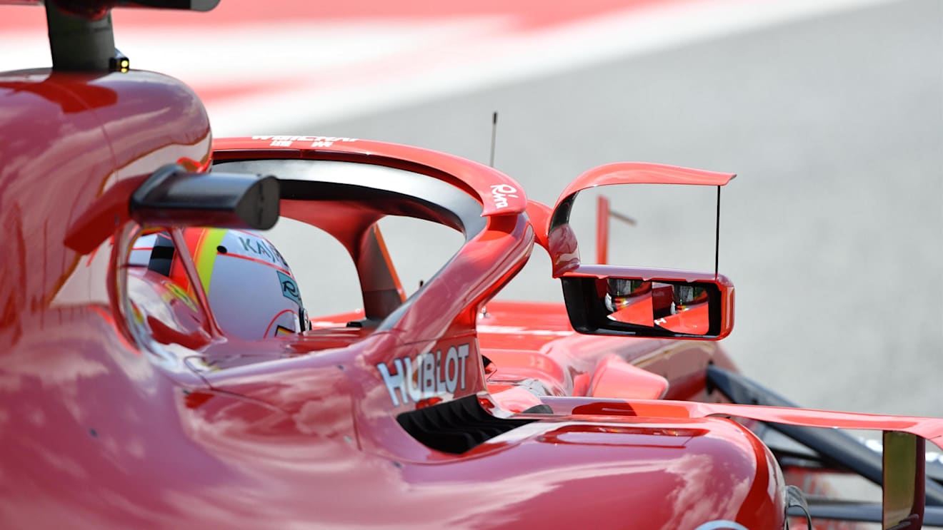 Sebastian Vettel (GER) Ferrari SF-71H with mirror on halo at Formula One World Championship, Rd5, Spanish Grand Prix, Practice, Barcelona, Spain, Friday 11 May 2018. © Mark Sutton/Sutton Images