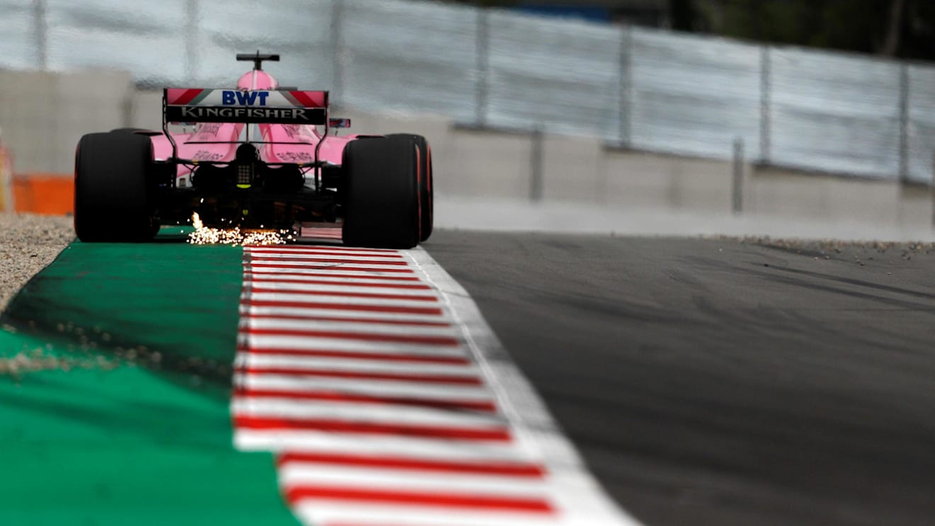 Sergio Perez (MEX) Force India VJM11 sparks at Formula One World Championship, Rd5, Spanish Grand Prix, Qualifying, Barcelona, Spain, Saturday 12 May 2018. © Manuel Goria/Sutton Images