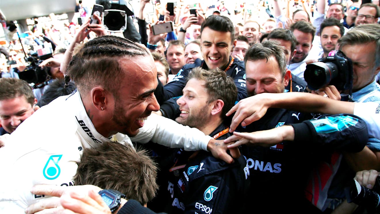 Race winner Lewis Hamilton (GBR) Mercedes-AMG F1 celebrates in parc ferme at Formula One World Championship, Rd5, Spanish Grand Prix, Race, Barcelona, Spain, Sunday 13 May 2018. © Manuel Goria/Sutton Images