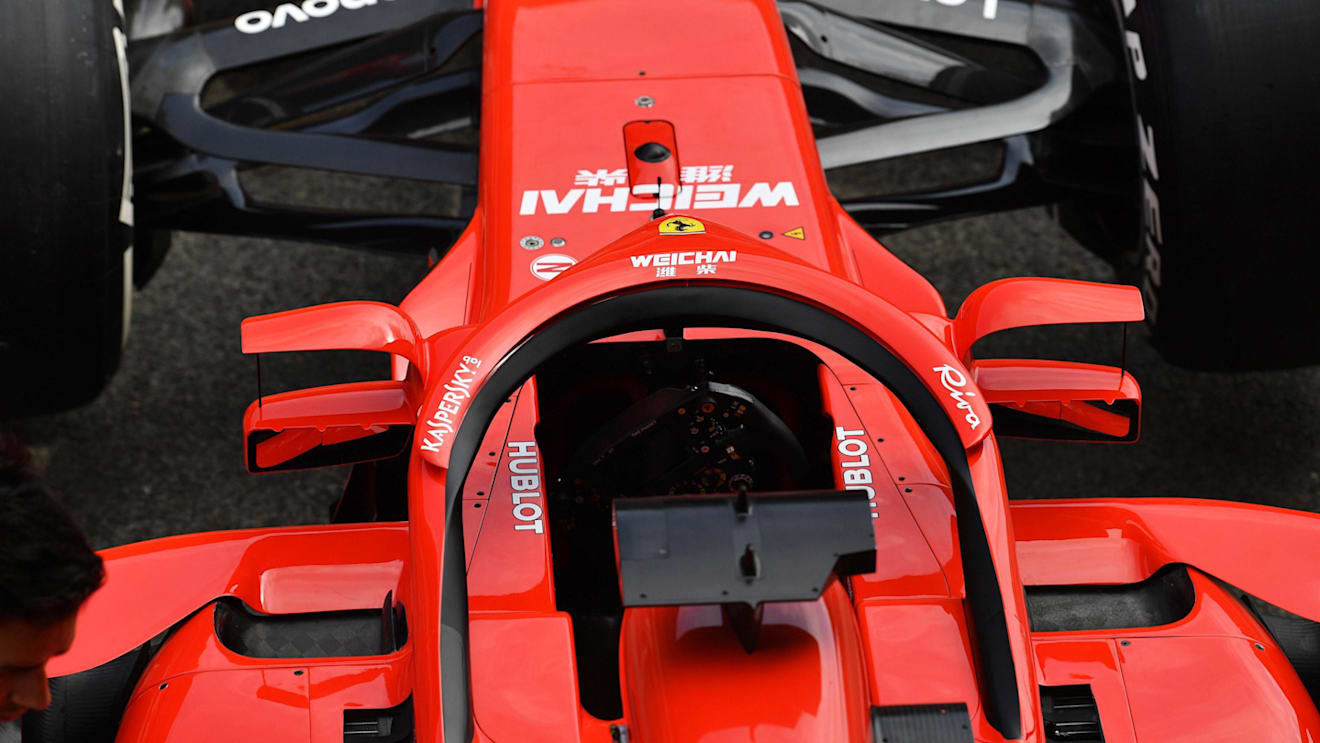 Ferrari SF-71H with mirrors on halo at Formula One World Championship, Rd5, Spanish Grand Prix, Preparations, Barcelona, Spain, Thursday 10 May 2018. © Mark Sutton/Sutton Images
