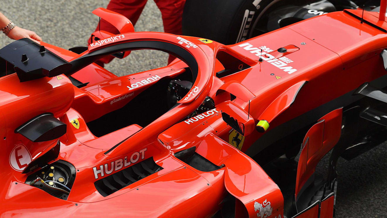 Ferrari SF-71H with mirrors on halo at Formula One World Championship, Rd5, Spanish Grand Prix, Preparations, Barcelona, Spain, Thursday 10 May 2018. © Mark Sutton/Sutton Images