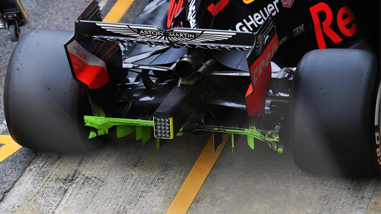 Red Bull Racing RB14 rear diffuser with aero paint at Formula One Testing, Day One, Barcelona, Spain, 26 February 2018. © Mark Sutton/Sutton Images