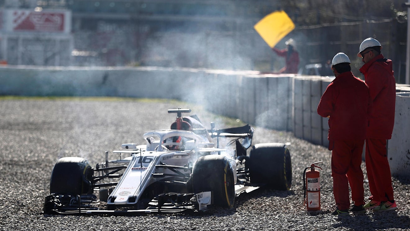 Charles Leclerc (MON) Alfa Romeo Sauber C37 crashes at Formula One Testing, Day Four, Barcelona, Spain, 9 March 2018. © Stefano Arcari/Sutton Images