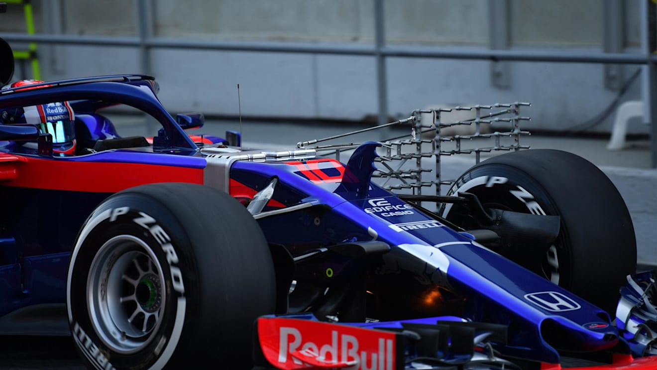 Pierre Gasly (FRA) Scuderia Toro Rosso STR13 with aero sensor at Formula One Testing, Day One, Barcelona, Spain, 6 March 2018. © Mark Sutton/Sutton Images