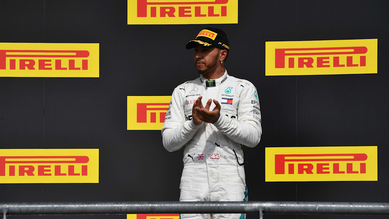 Lewis Hamilton, Mercedes AMG F1 celebrates on the podium at Formula One World Championship, Rd18, United States Grand Prix, Race, Circuit of the Americas, Austin, Texas, USA, Sunday 21 October 2018.