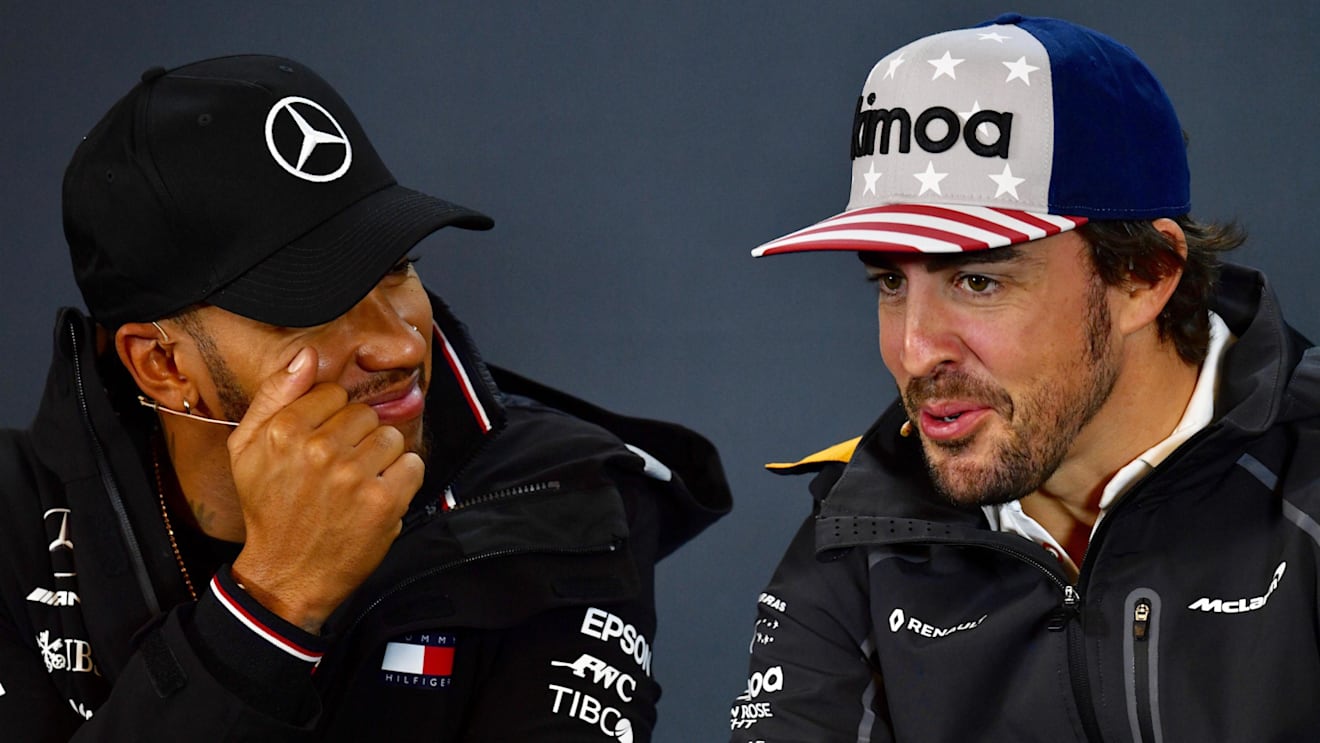 Lewis Hamilton, Mercedes AMG F1 and Fernando Alonso, McLaren in Press Conference at Formula One World Championship, Rd18, United States Grand Prix, Preparations, Circuit of the Americas, Austin, Texas, USA, Thursday 18 October 2018.