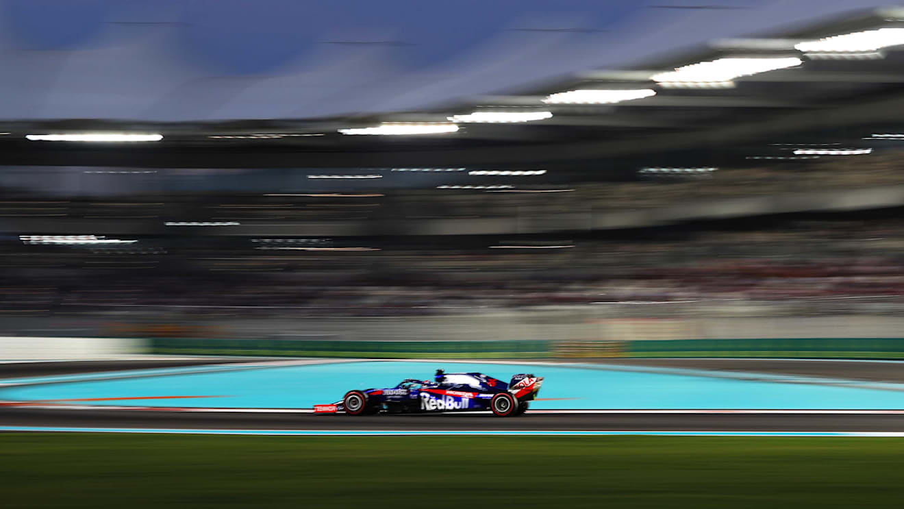ABU DHABI, UNITED ARAB EMIRATES - NOVEMBER 30: Daniil Kvyat driving the (26) Scuderia Toro Rosso STR14 Honda on track during qualifying for the F1 Grand Prix of Abu Dhabi at Yas Marina Circuit on November 30, 2019 in Abu Dhabi, United Arab Emirates. (Photo by Francois Nel/Getty Images)